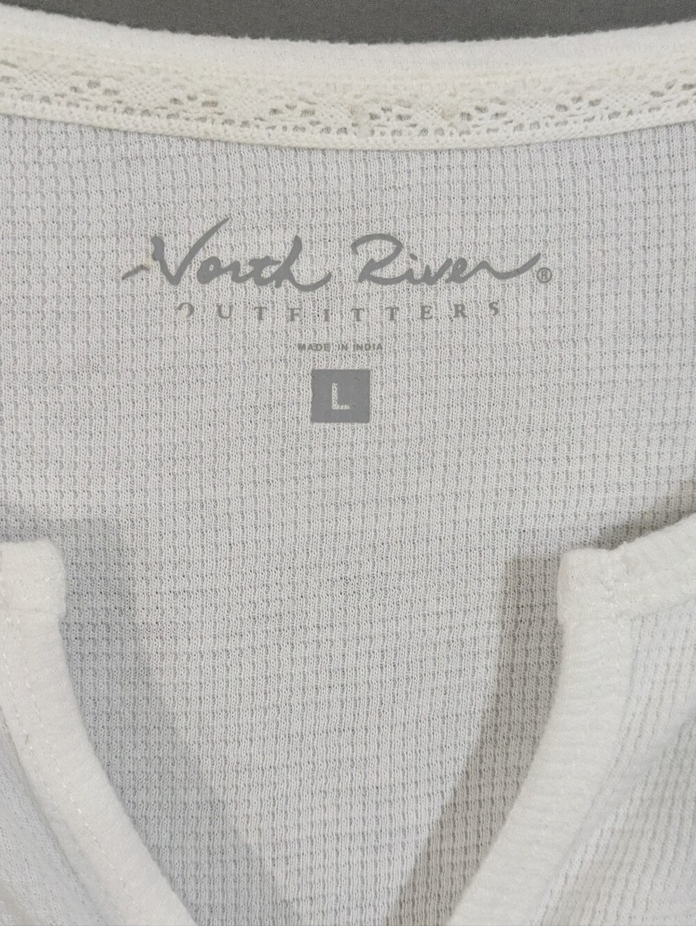 NEW North River Henley V-Neck Long Sleeve White Tee - Size Large Womens Blouse - Picture 2 of 6